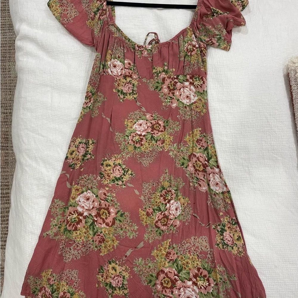 Auguste The Label Floral Mini Dress in Pink and Green